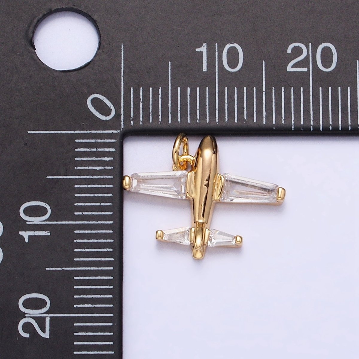 Gold, Silver Clear Baguette Airplane Flight Mini Add-On Charm | AC-703 AC-704