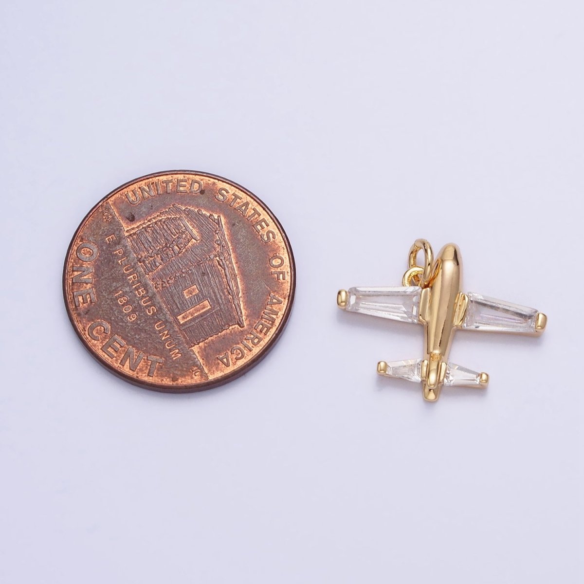 Gold, Silver Clear Baguette Airplane Flight Mini Add-On Charm | AC-703 AC-704