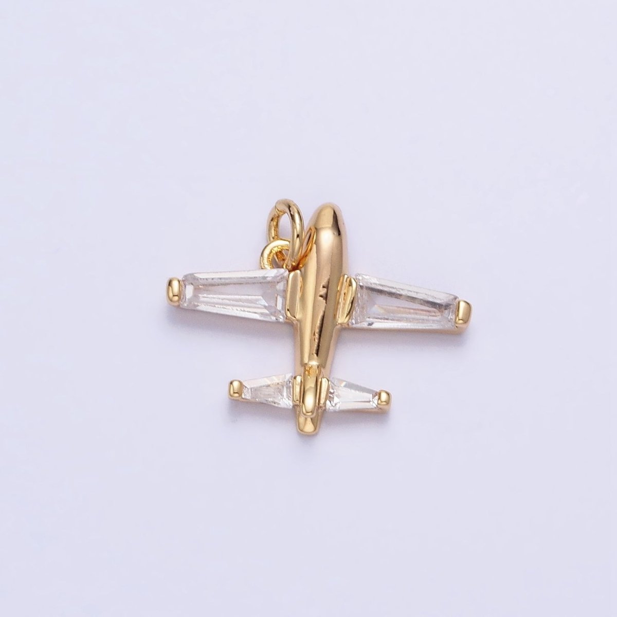 Gold, Silver Clear Baguette Airplane Flight Mini Add-On Charm | AC-703 AC-704