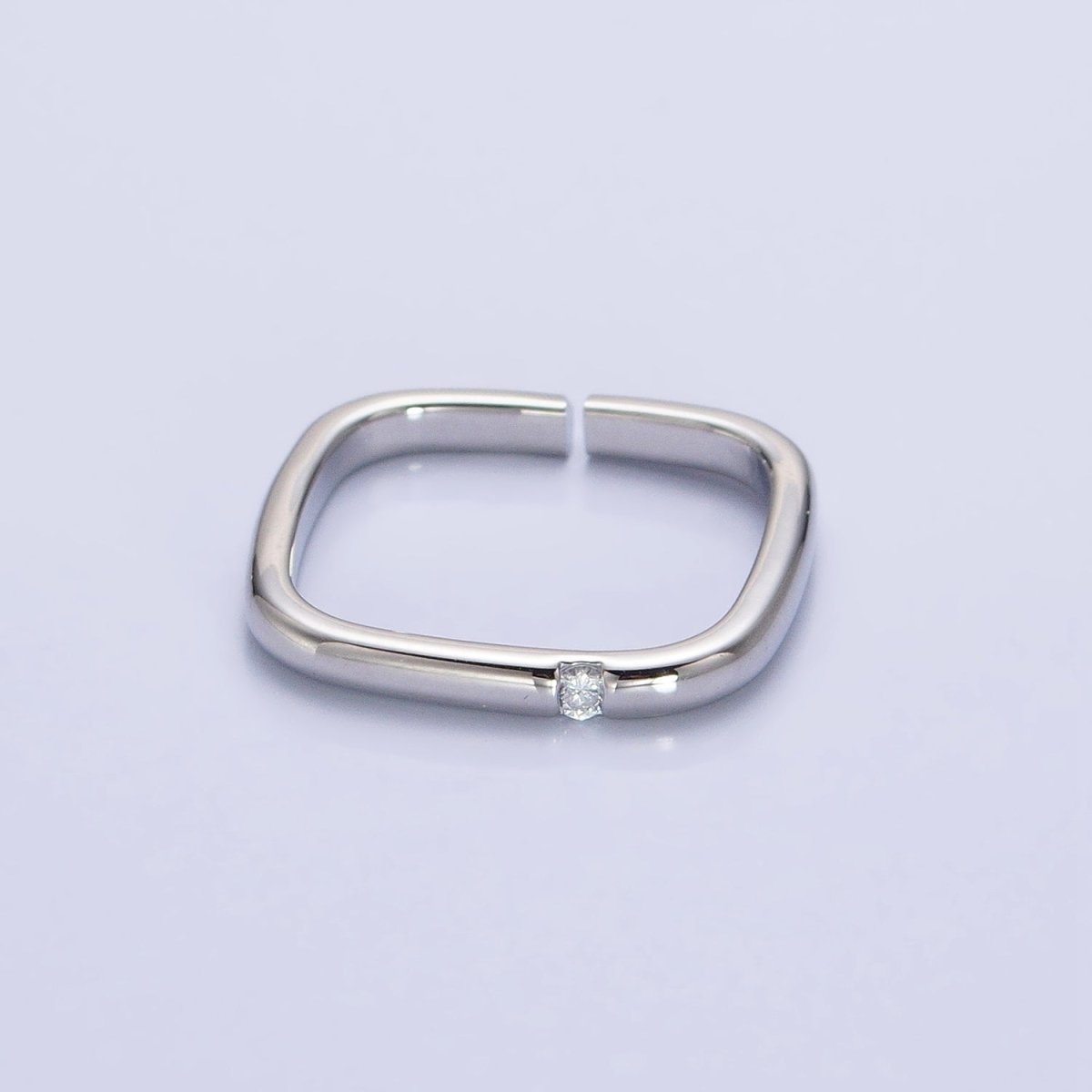 Gold, Silver Clear CZ Dotted 20mm Boxy Geometric Adjustable Ring | O-1908 O-1909