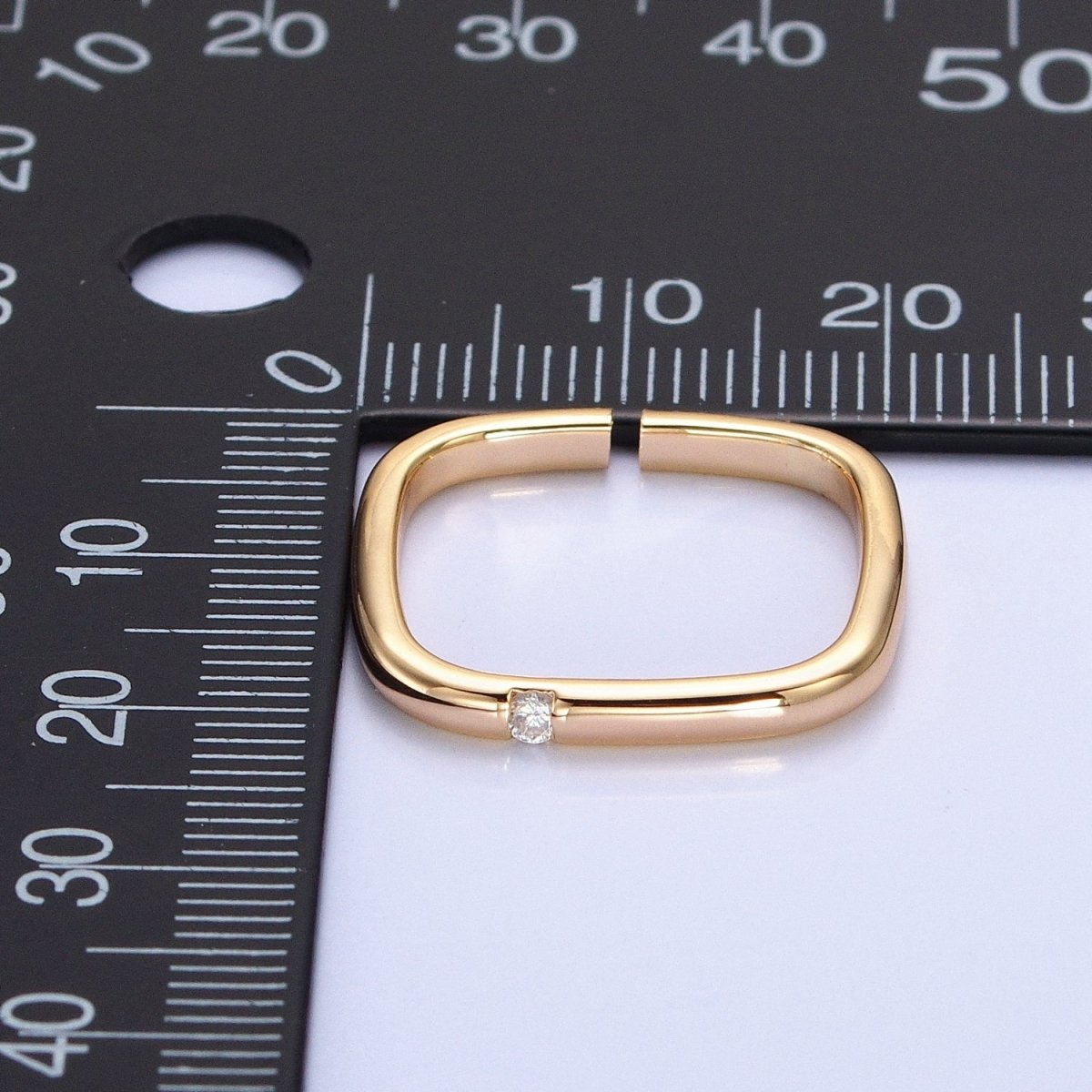 Gold, Silver Clear CZ Dotted 20mm Boxy Geometric Adjustable Ring | O-1908 O-1909