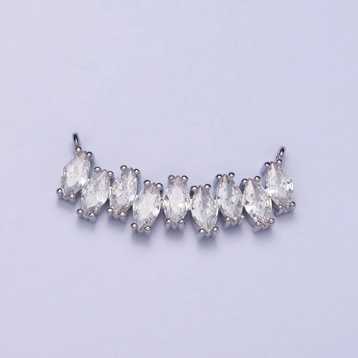Gold, Silver Clear CZ Marquise Cubic Zirconia Curved Lined 22.5mm Connector | Y-810
