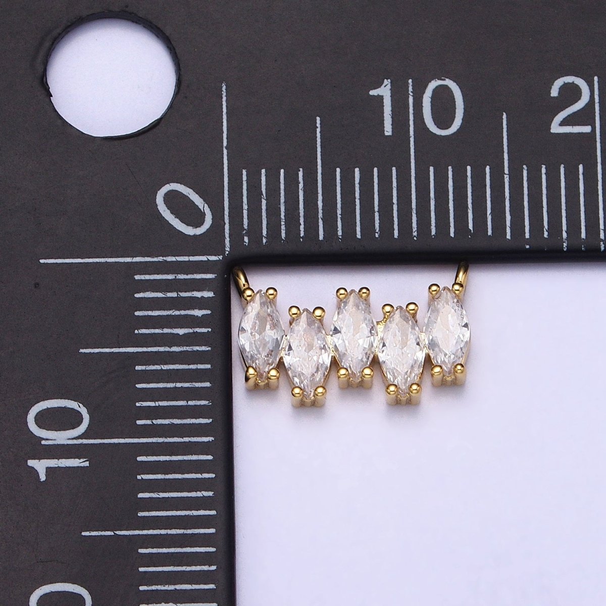 Gold, Silver Clear CZ Marquise Cubic Zirconia Lined 12.8mm Connector | Y-811
