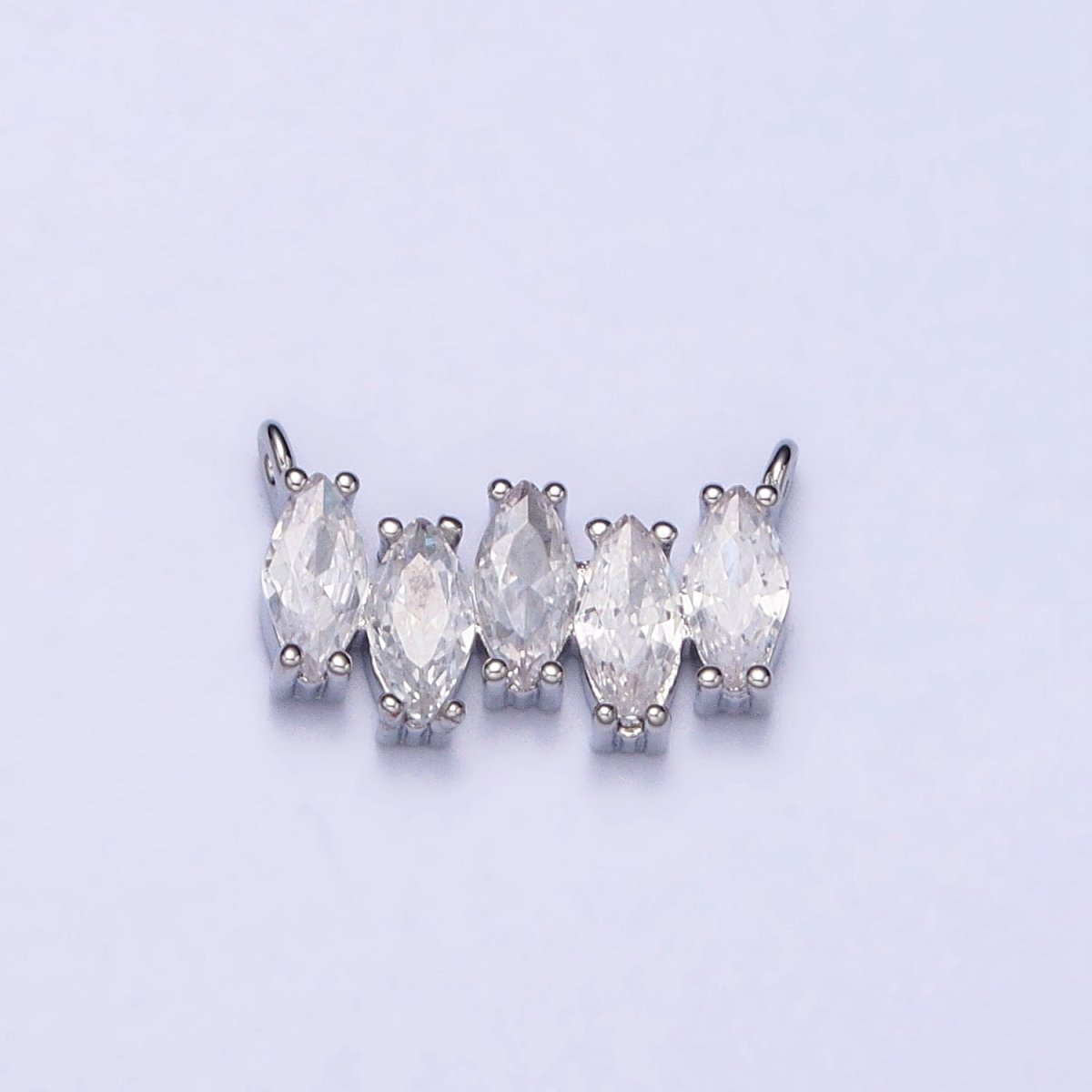 Gold, Silver Clear CZ Marquise Cubic Zirconia Lined 12.8mm Connector | Y-811
