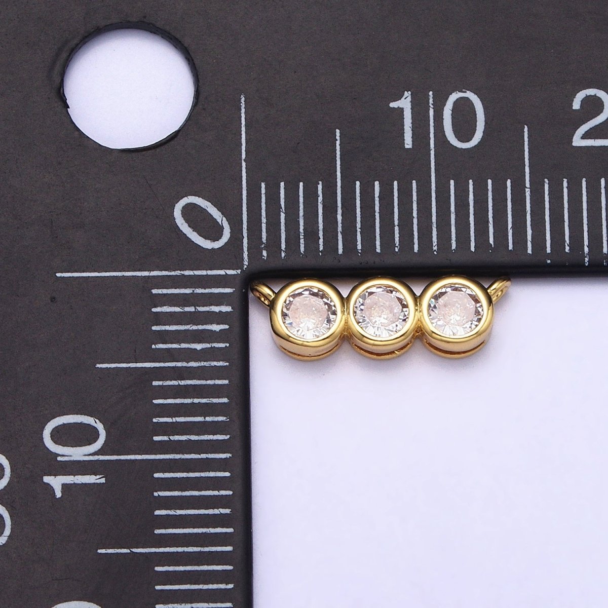 Gold, Silver Clear CZ Round Cubic Zirconia Lined 13.5mm Connector | Y-812