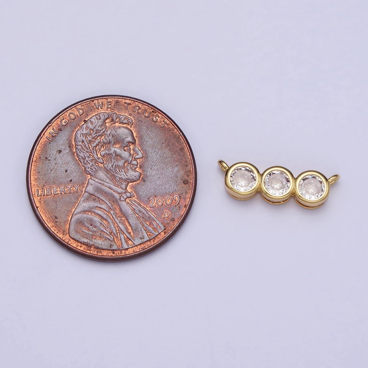 Gold, Silver Clear CZ Round Cubic Zirconia Lined 13.5mm Connector | Y-812