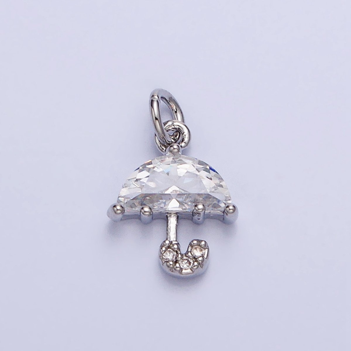 Gold, Silver Clear Micro Paved CZ Umbrella Mini Add-On Charm | AC679 AC680