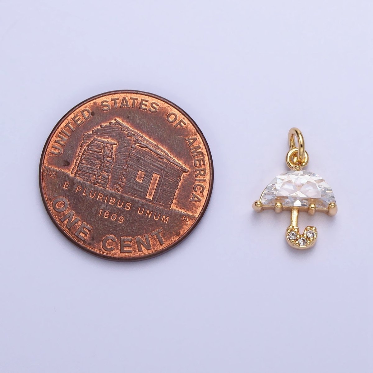 Gold, Silver Clear Micro Paved CZ Umbrella Mini Add-On Charm | AC679 AC680