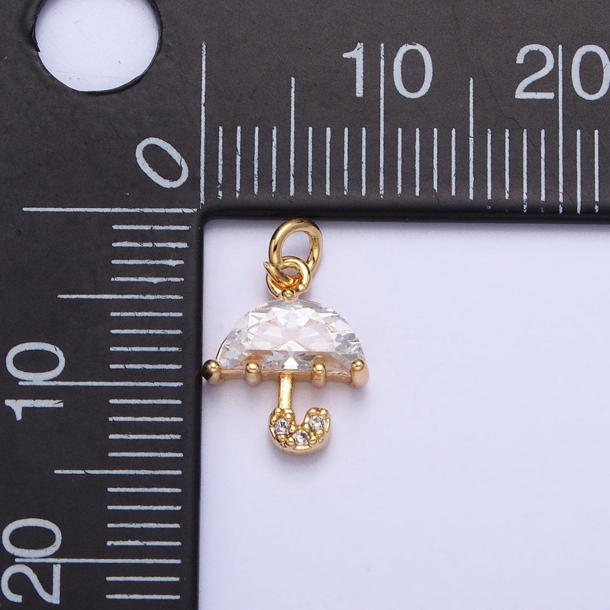 Gold, Silver Clear Micro Paved CZ Umbrella Mini Add-On Charm | AC679 AC680