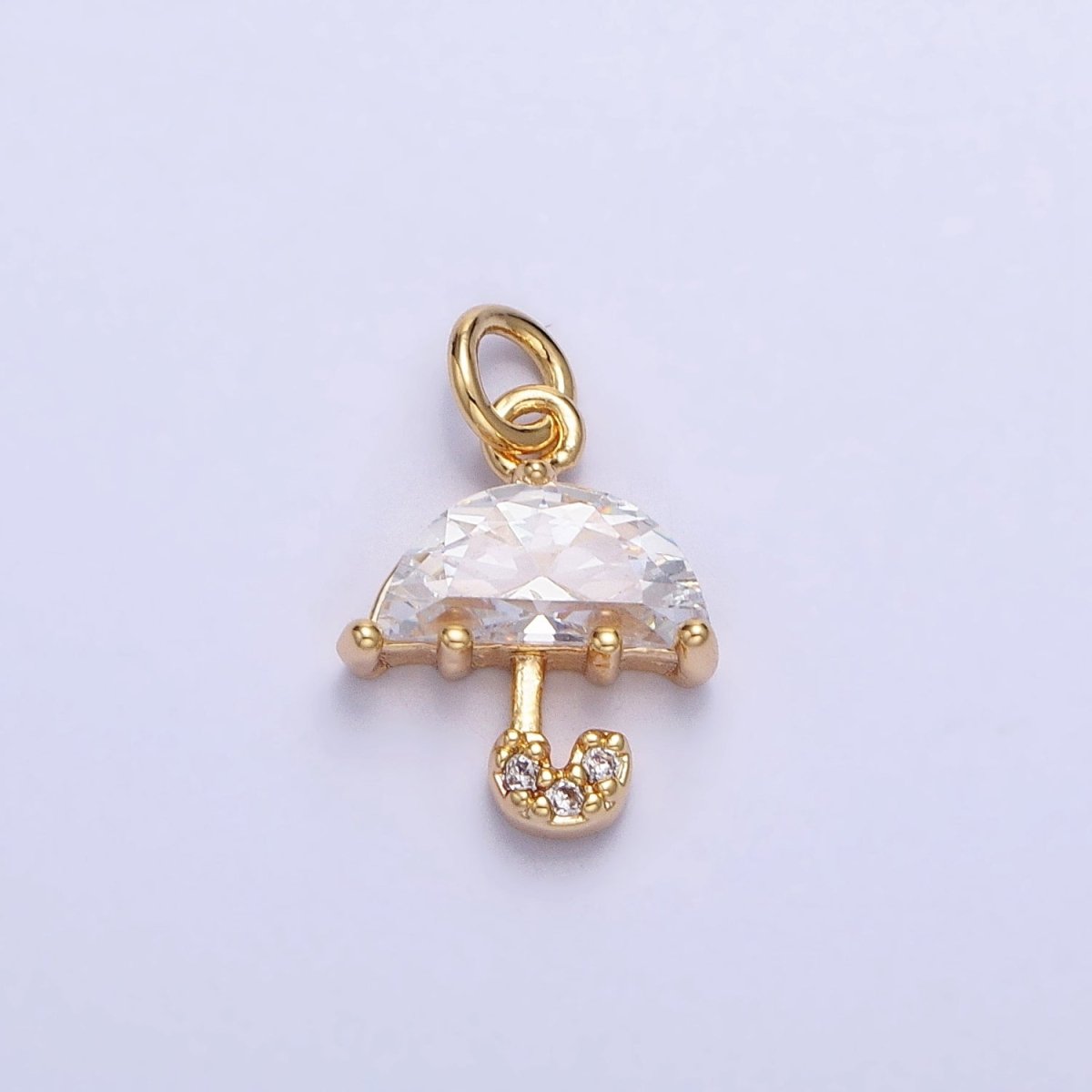 Gold, Silver Clear Micro Paved CZ Umbrella Mini Add-On Charm | AC679 AC680