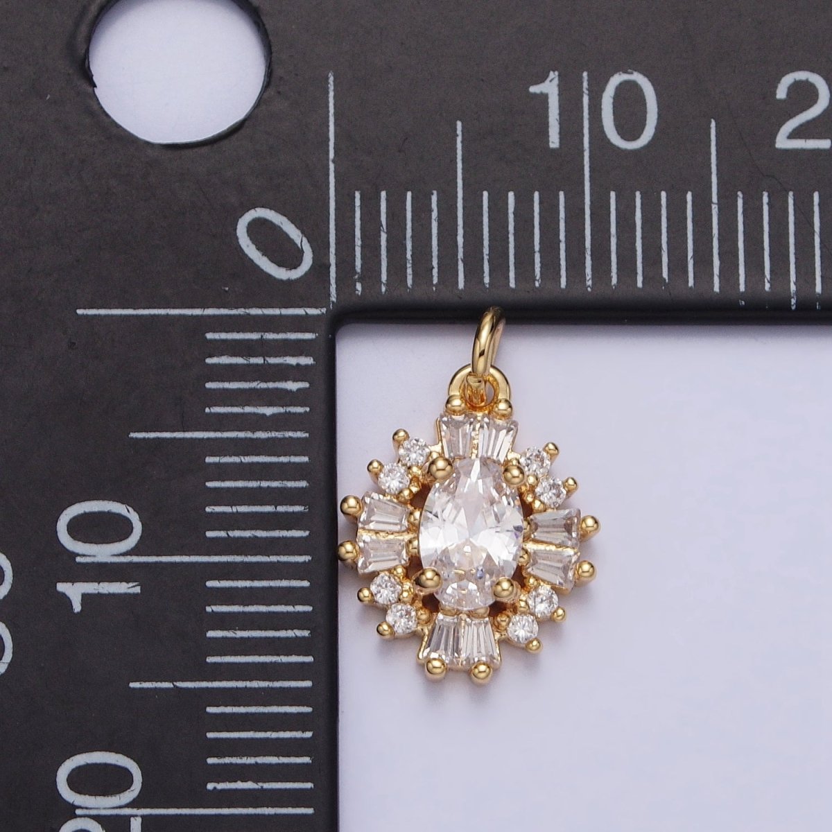 Gold, Silver Clear Oval Baguette Cubic Zirconia CZ Add-On 10mm Charm | AC677 AC678