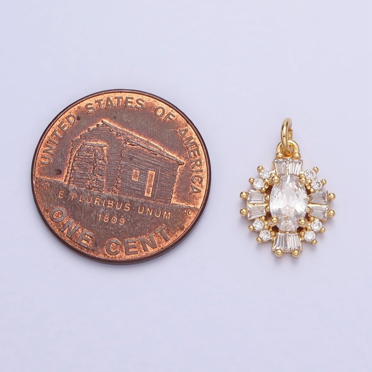 Gold, Silver Clear Oval Baguette Cubic Zirconia CZ Add-On 10mm Charm | AC677 AC678