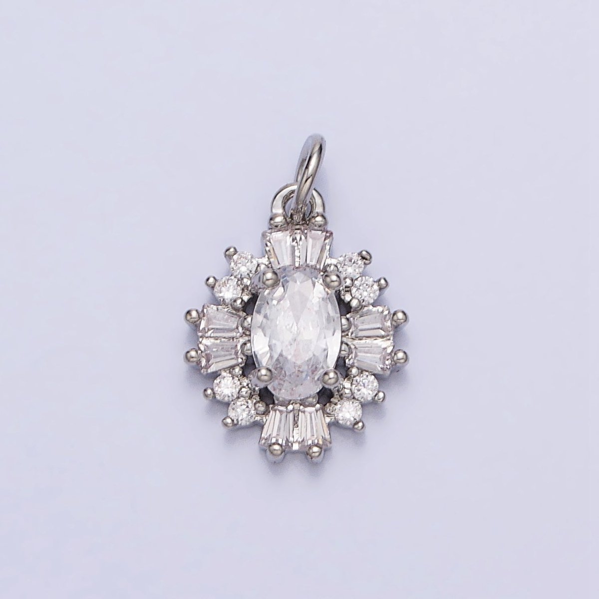Gold, Silver Clear Oval Baguette Cubic Zirconia CZ Add-On 10mm Charm | AC677 AC678