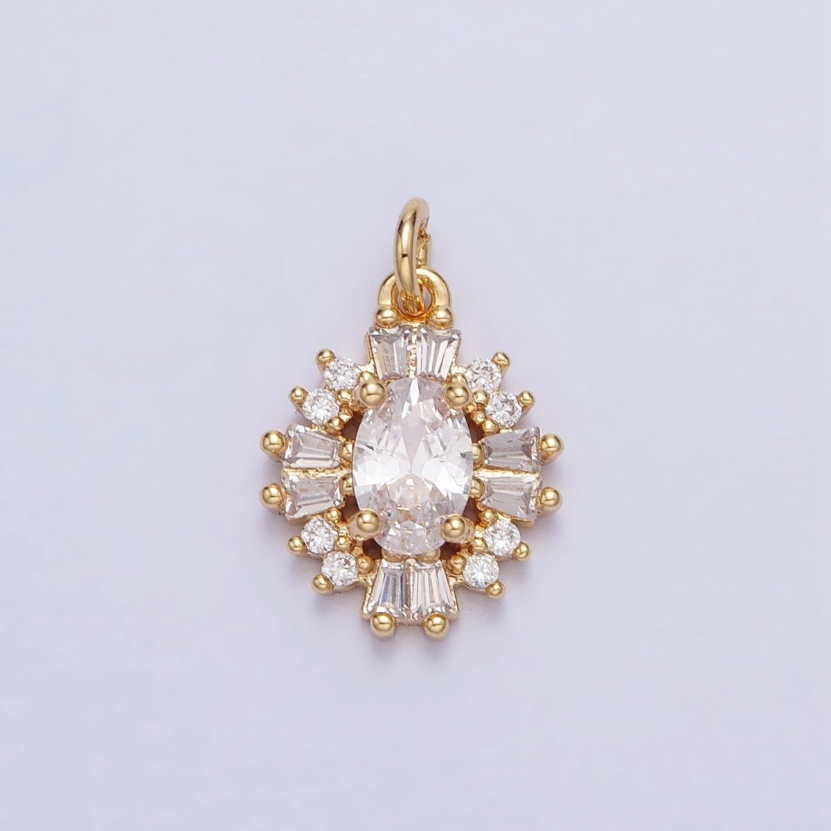 Gold, Silver Clear Oval Baguette Cubic Zirconia CZ Add-On 10mm Charm | AC677 AC678