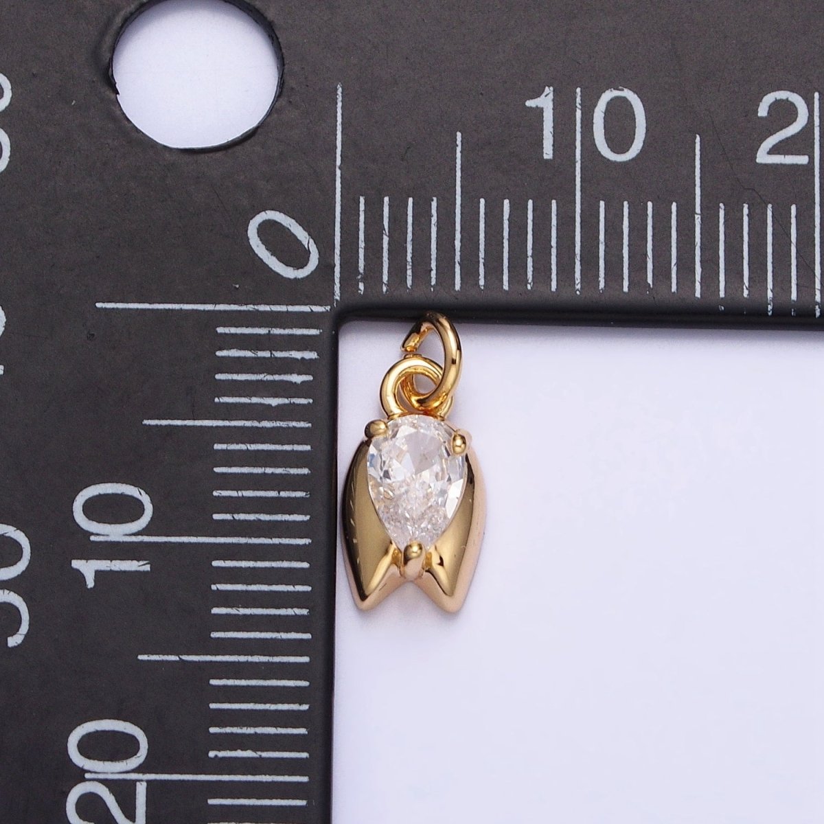 Gold, Silver Clear Round Upside Down Tulip Flower Geometric Mini Add- On Charm | AC691 AC692