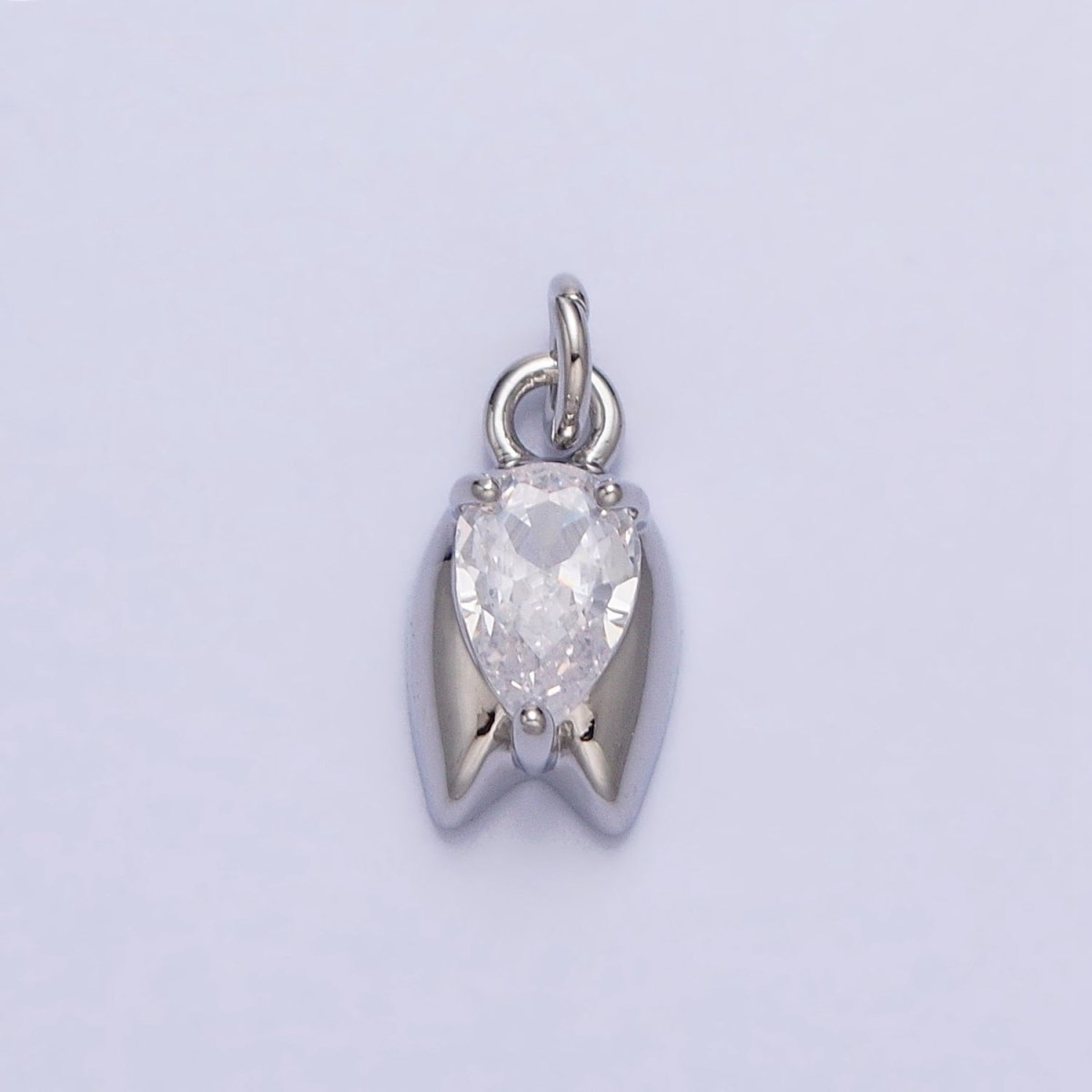 Gold, Silver Clear Round Upside Down Tulip Flower Geometric Mini Add- On Charm | AC691 AC692
