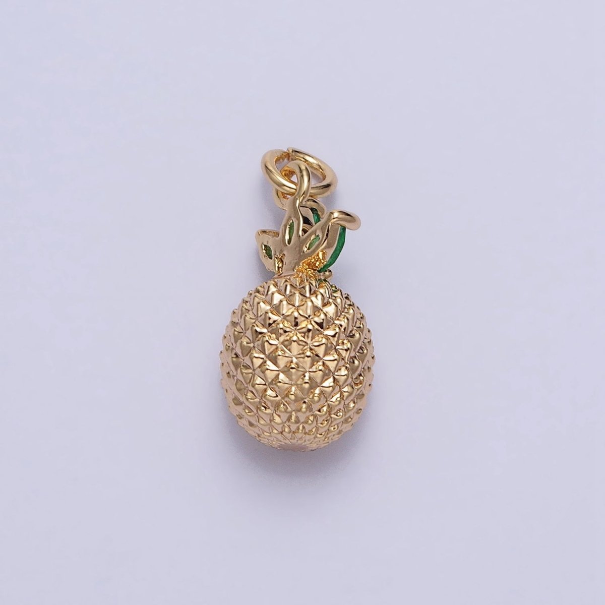 Gold, Silver Cut Spiked Pineapple Fruit Green Marquise Puffed Add-On Charm | AC705 AC706
