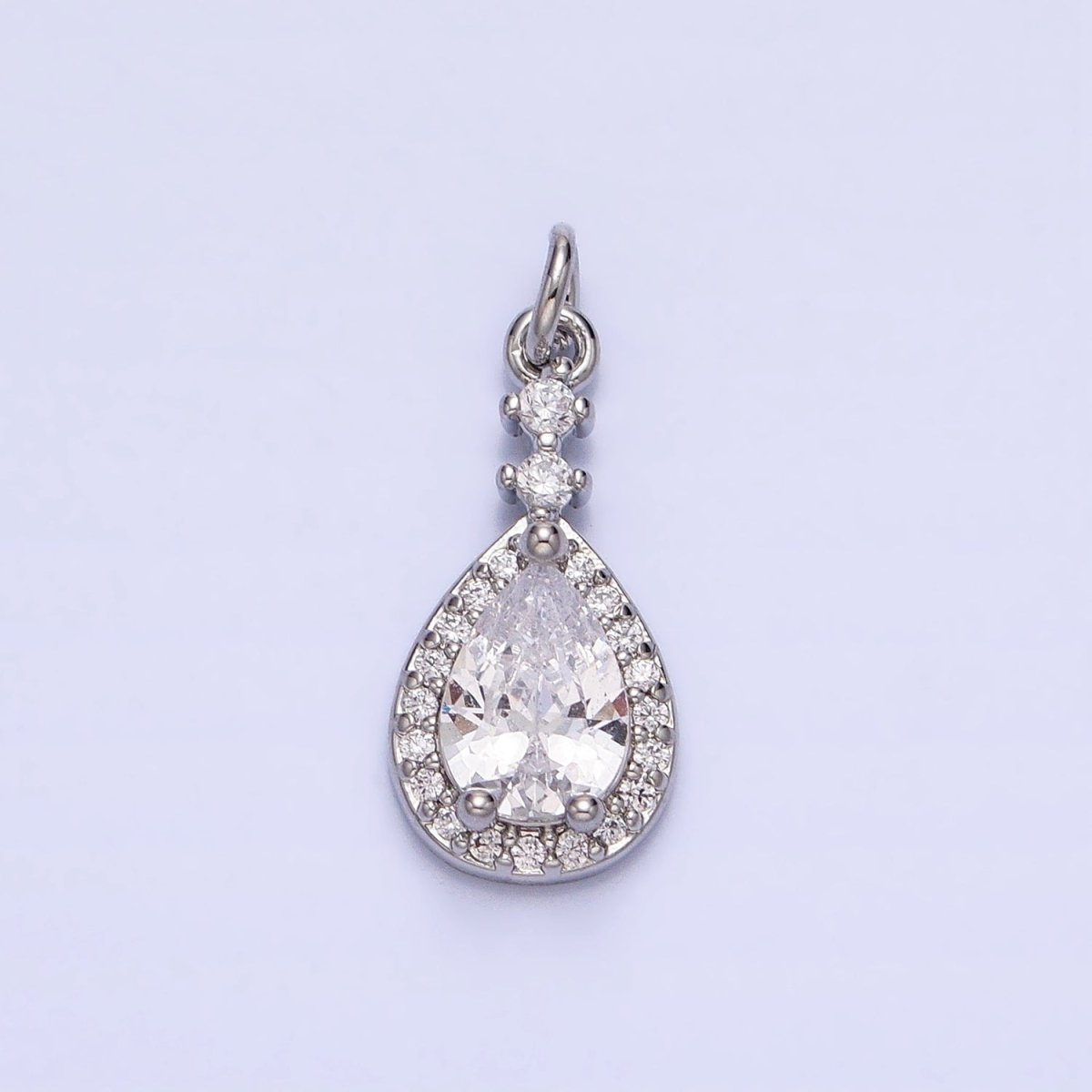 Gold, Silver CZ Clear, Purple, Pink, Red, Blue Teardrop Micro Paved Charm | AC427 - AC431, AC941 - AC945