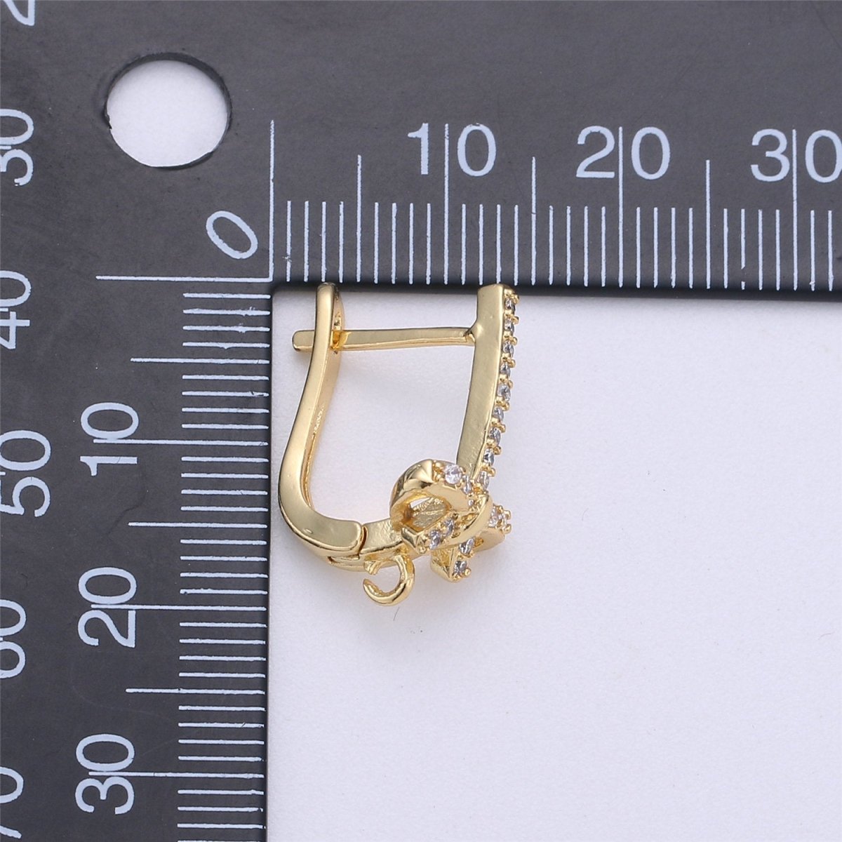 Gold / Silver CZ Micro Pave LatchBack Earring Wires Hooks, Leverback ear wires, Huggie ear wire Cubic open link earrings Supply K-314