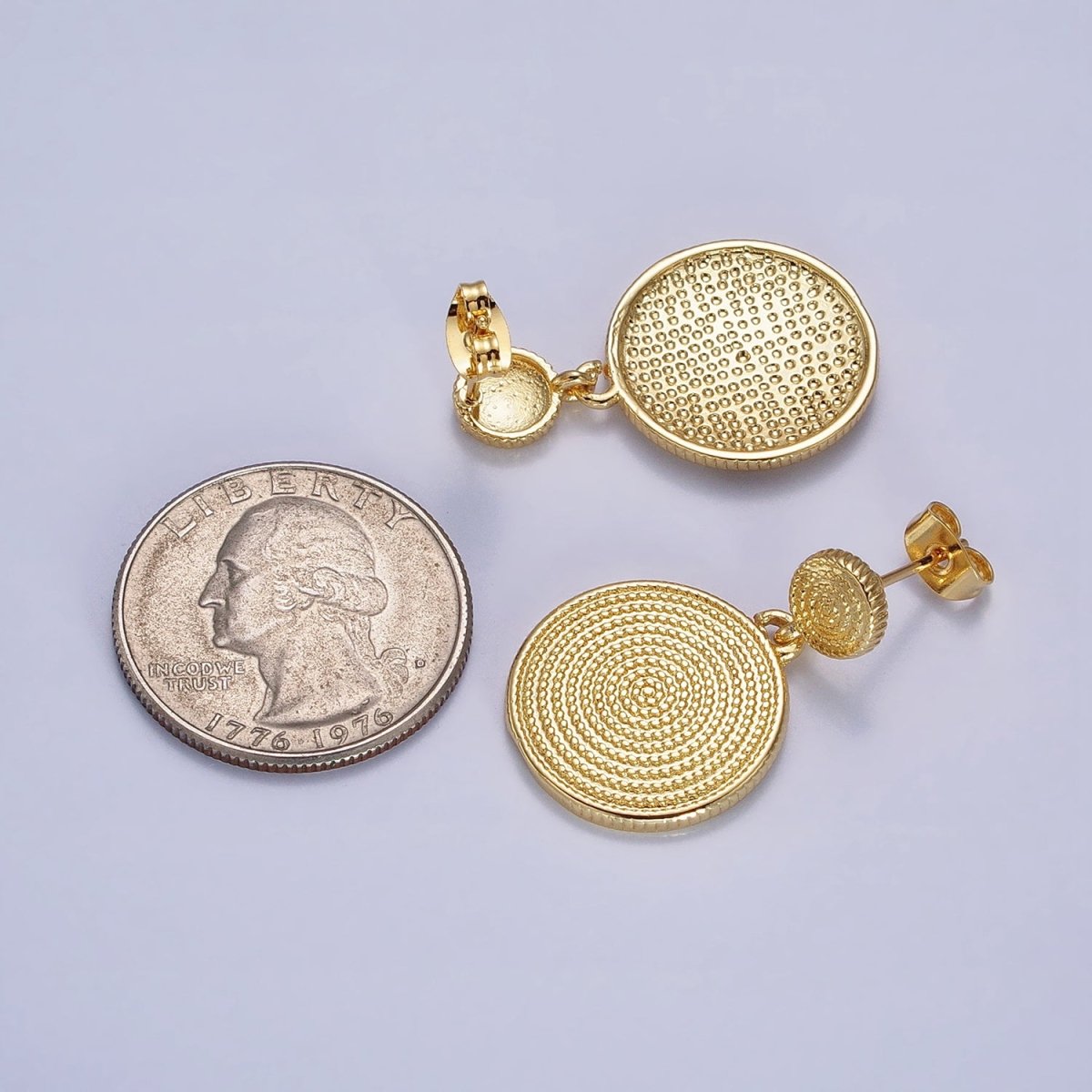 Gold, Silver Double Circular Beaded Round Drop Dangle Stud Earrings | AB568 AB570