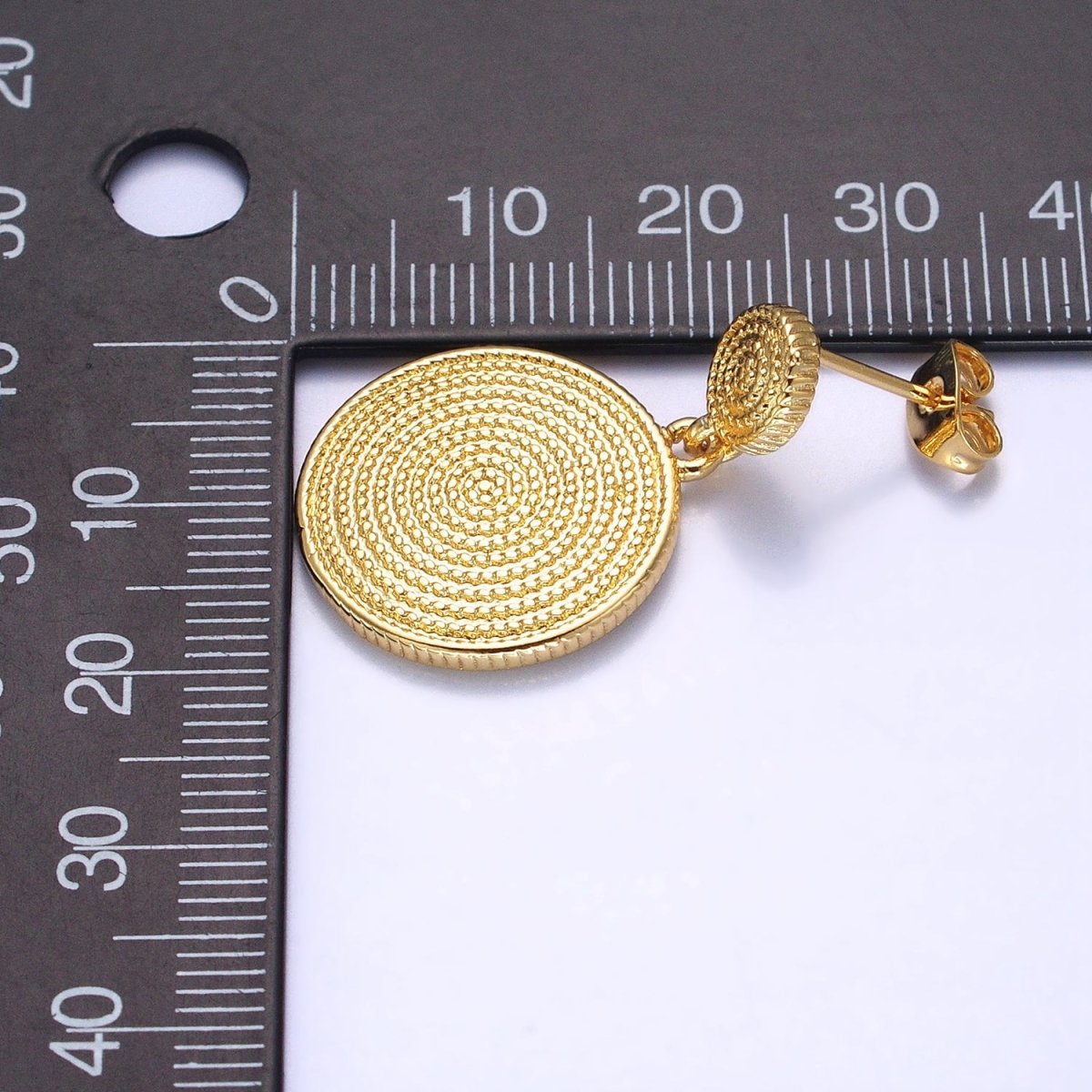 Gold, Silver Double Circular Beaded Round Drop Dangle Stud Earrings | AB568 AB570