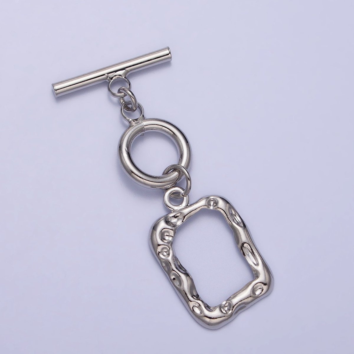 Gold, Silver Double Toggle Clasps Round & Hammered Rectangular Jewelry Closure Supply | Z-095 Z-096