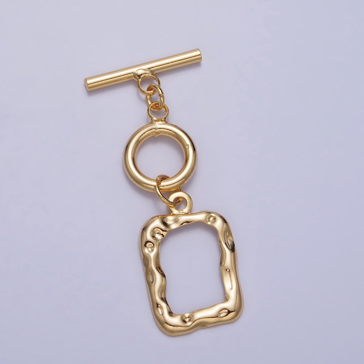 Gold, Silver Double Toggle Clasps Round & Hammered Rectangular Jewelry Closure Supply | Z-095 Z-096