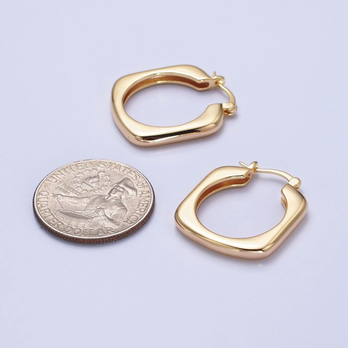 Gold, Silver Geometric Abstract Square Triangle Statement Latch Earrings | AB545 AB546