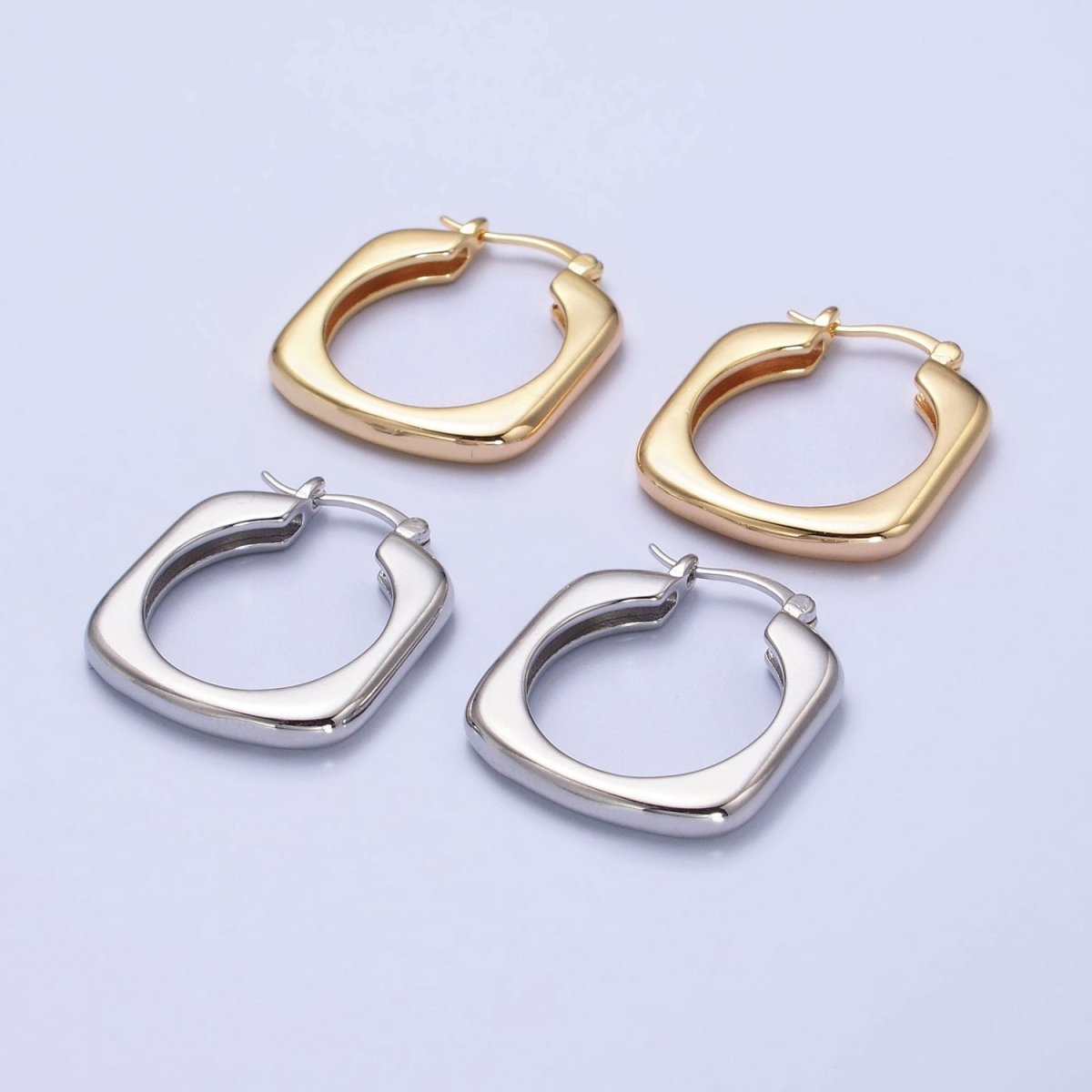 Gold, Silver Geometric Abstract Square Triangle Statement Latch Earrings | AB545 AB546