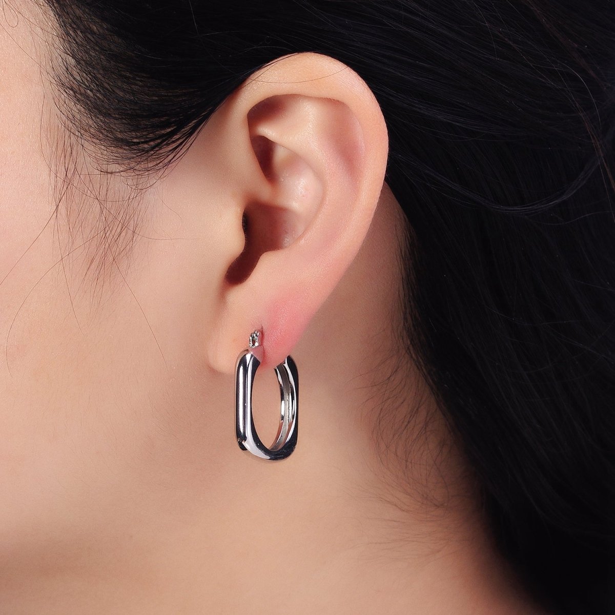 Gold, Silver Geometric Abstract Square Triangle Statement Latch Earrings | AB545 AB546