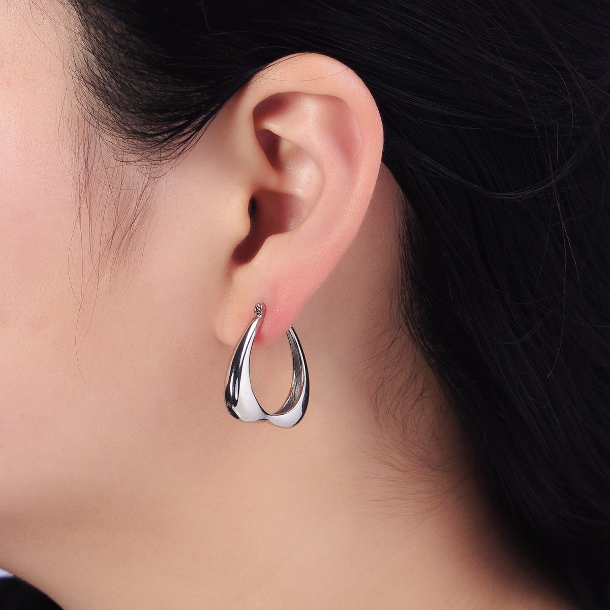 Gold, Silver Geometric Abstract Triangle Statement Latch Earrings | AB543 AB544