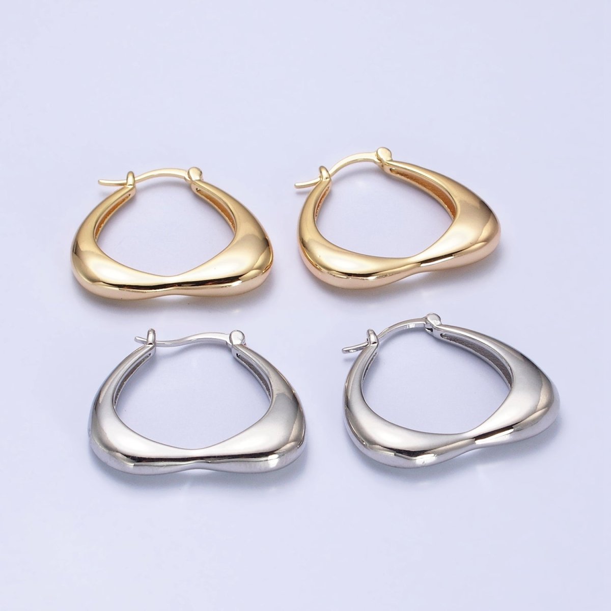 Gold, Silver Geometric Abstract Triangle Statement Latch Earrings | AB543 AB544