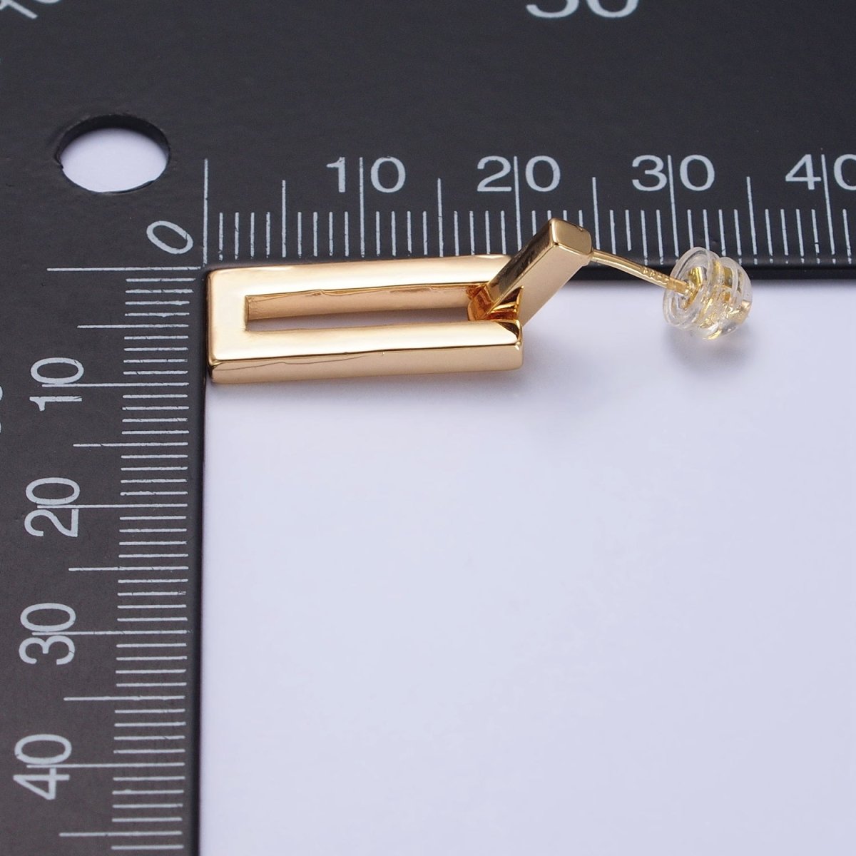 Gold, Silver Geometric Rectangular Bar Drop Dangle Stud Earrings in Gold & Silver | AB393 AB734