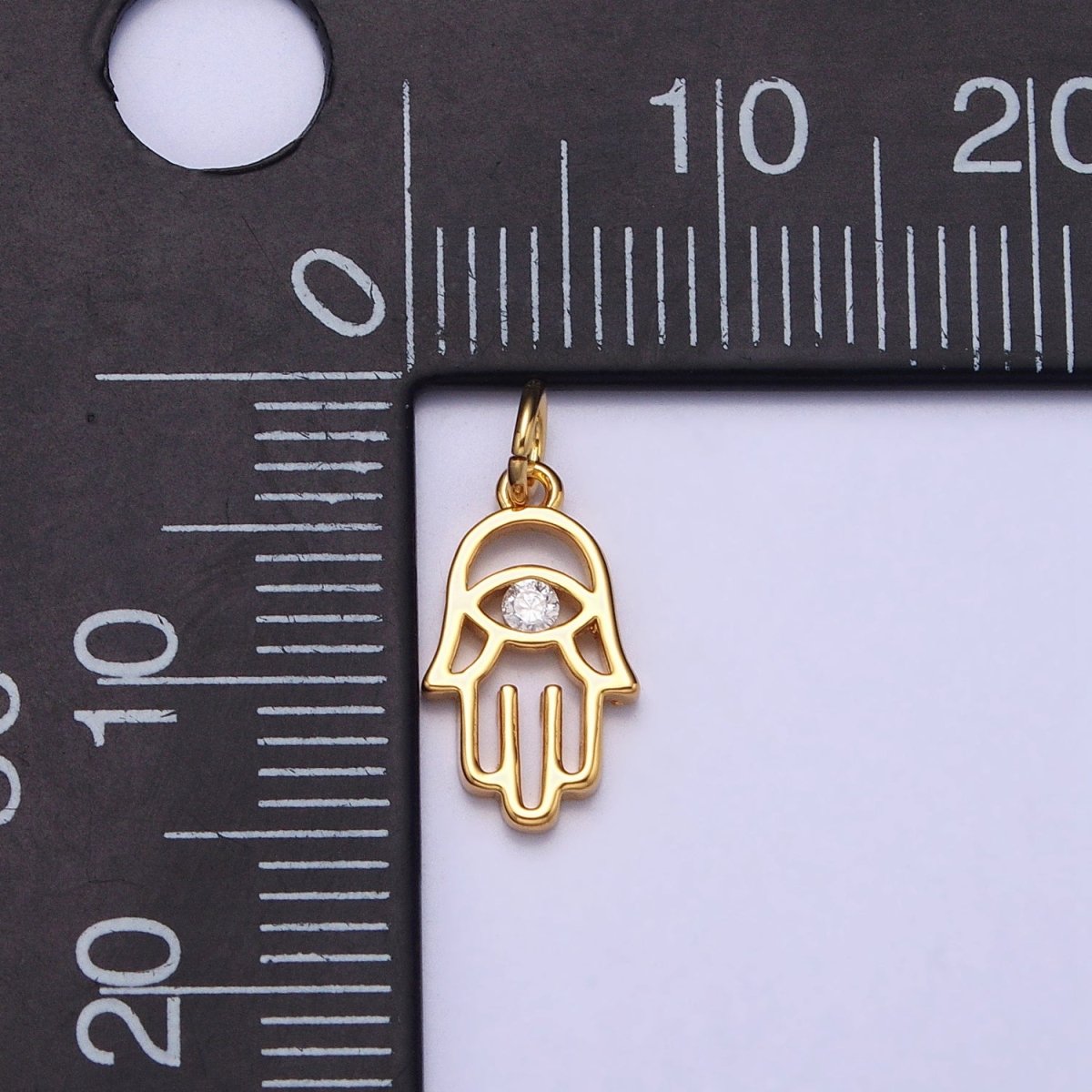 Gold, Silver Hamsa Hand Clear CZ Open Add-On Charm in Gold & Silver | AC408 AC409