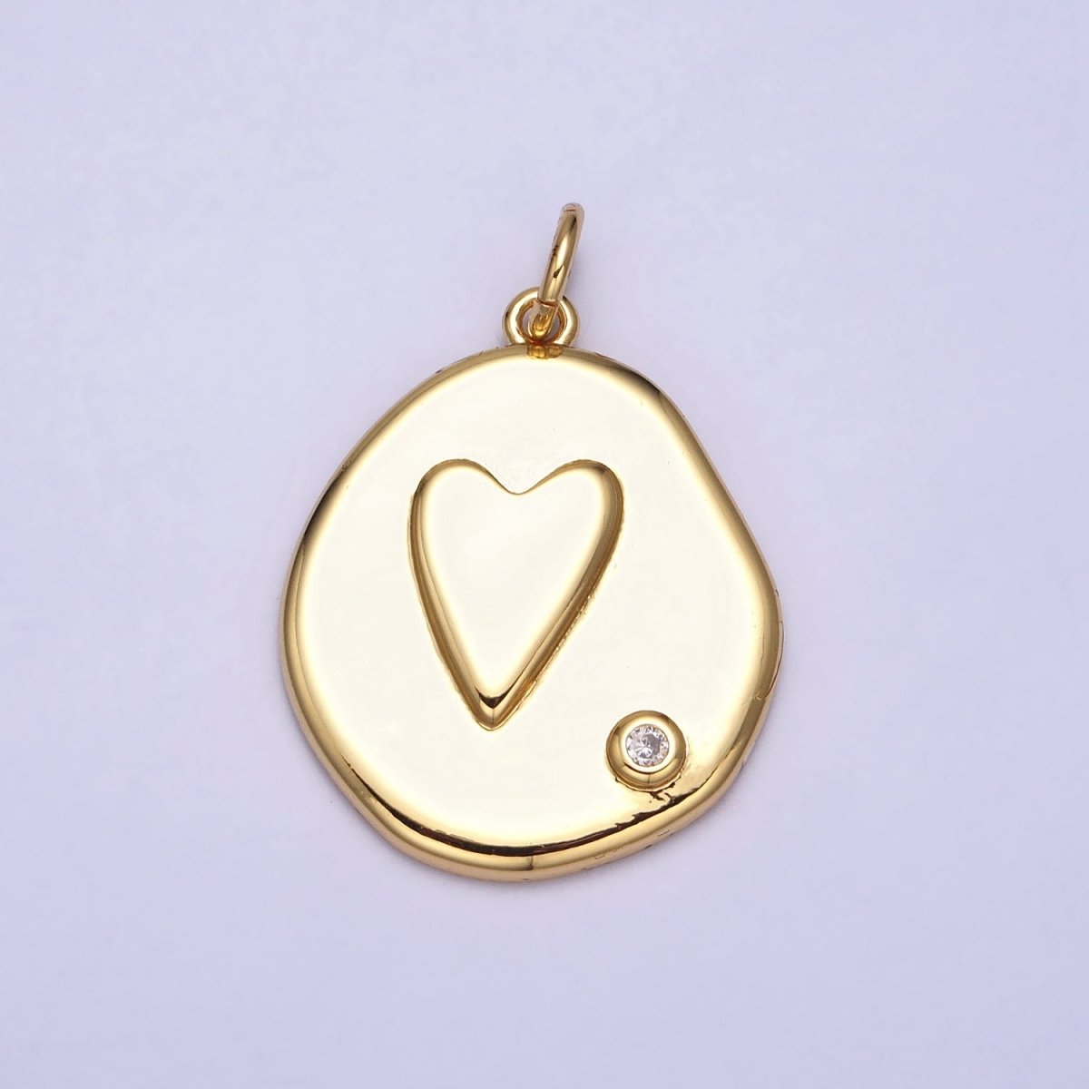 Gold, Silver Heart Valentine Love Lower Clear CZ Abstract Round Add-On Charm | AC545 AC546