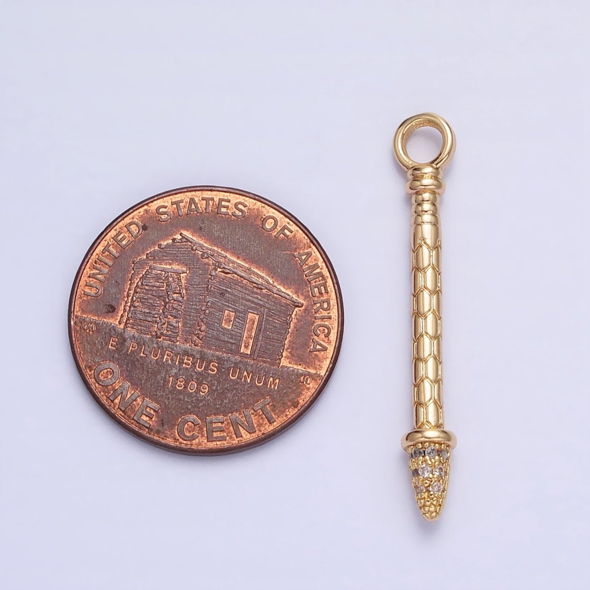 Gold, Silver Hexagonal Textured Micro Paved CZ Arrow Add-On Charm | AC681 AC682