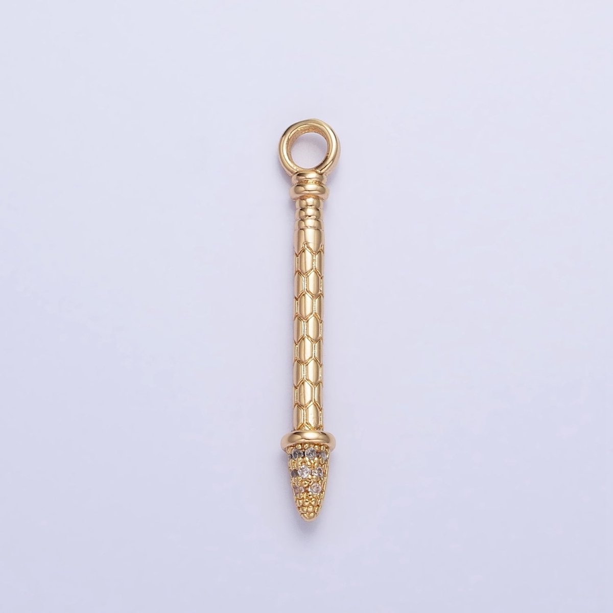 Gold, Silver Hexagonal Textured Micro Paved CZ Arrow Add-On Charm | AC681 AC682