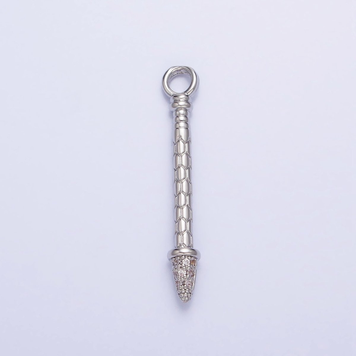 Gold, Silver Hexagonal Textured Micro Paved CZ Arrow Add-On Charm | AC681 AC682