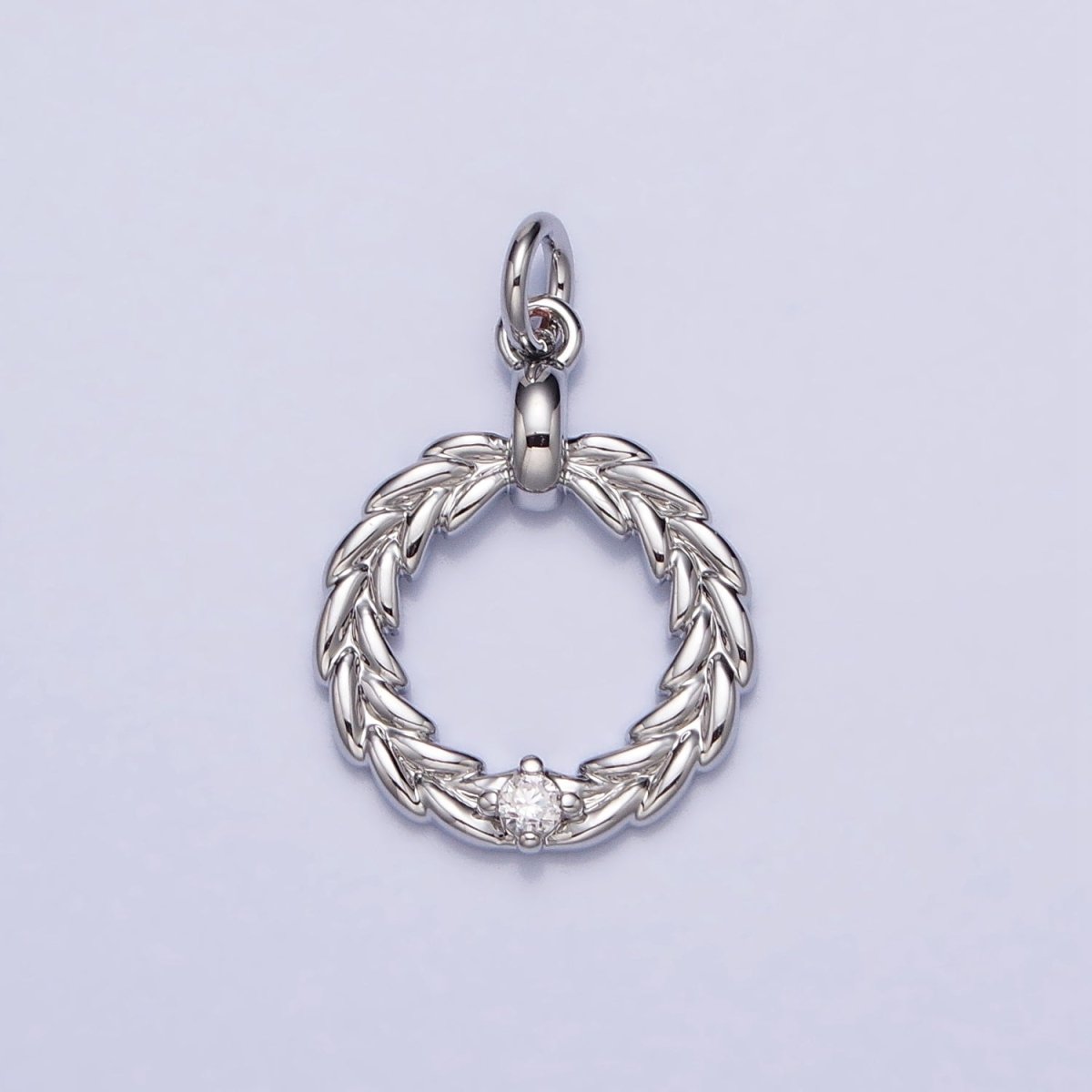 Gold, Silver Holy Wreath Christmas Clear CZ Open Charm | AC395 AC396