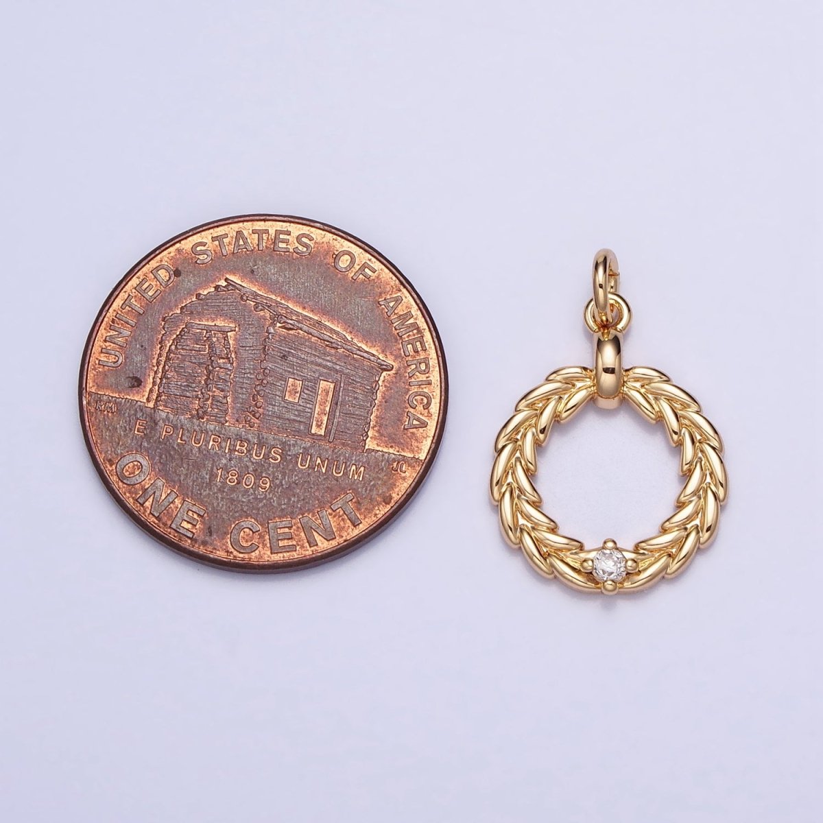 Gold, Silver Holy Wreath Christmas Clear CZ Open Charm | AC395 AC396