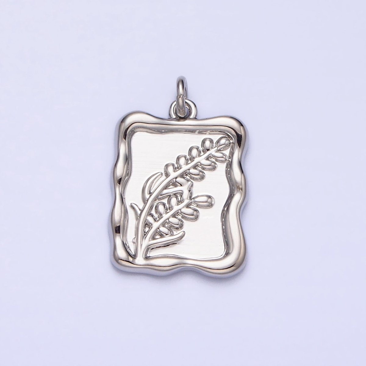 Gold, Silver Lavender Gemini Birth Flower Personalized Rectangular Square Charm | AC775 AC776