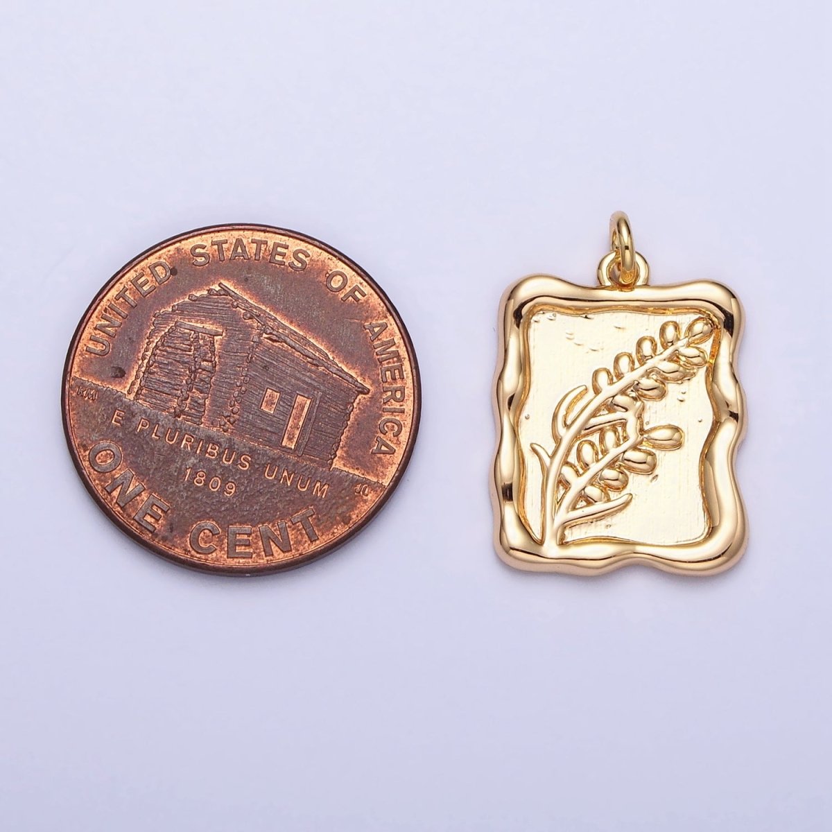 Gold, Silver Lavender Gemini Birth Flower Personalized Rectangular Square Charm | AC775 AC776