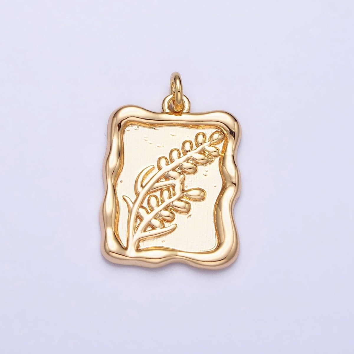 Gold, Silver Lavender Gemini Birth Flower Personalized Rectangular Square Charm | AC775 AC776