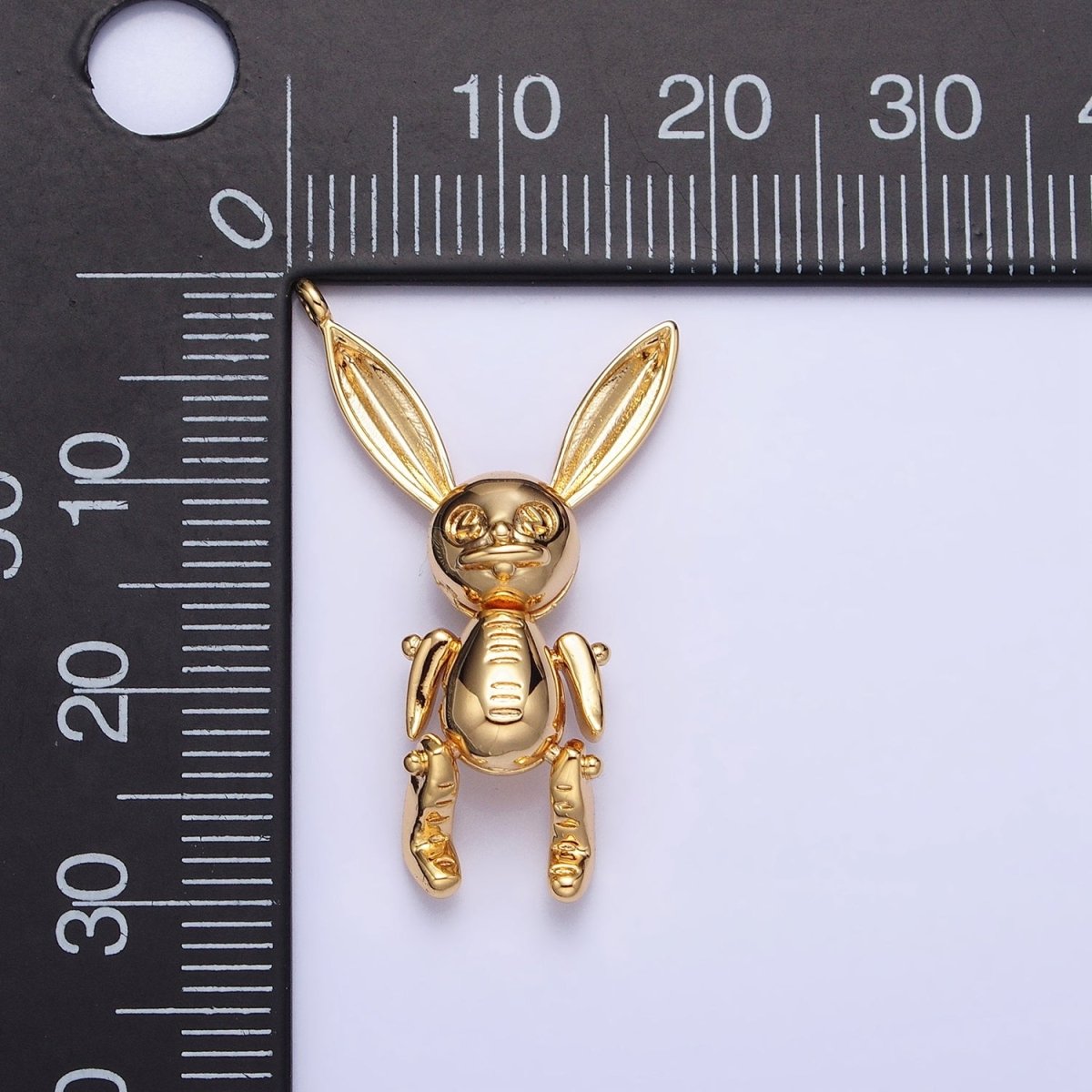 Gold, Silver Line-Textured Pose Bunny Rabbit Add-On Charm | AC937 AC938