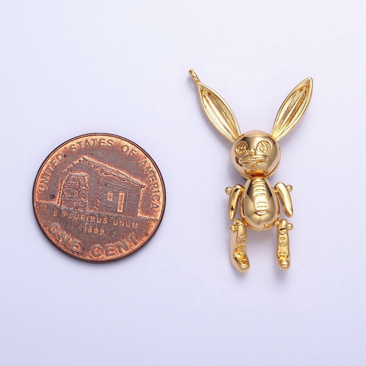 Gold, Silver Line-Textured Pose Bunny Rabbit Add-On Charm | AC937 AC938