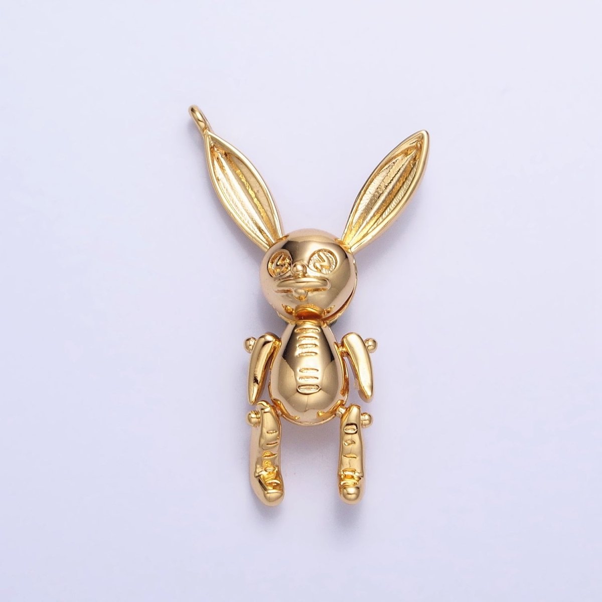 Gold, Silver Line-Textured Pose Bunny Rabbit Add-On Charm | AC937 AC938