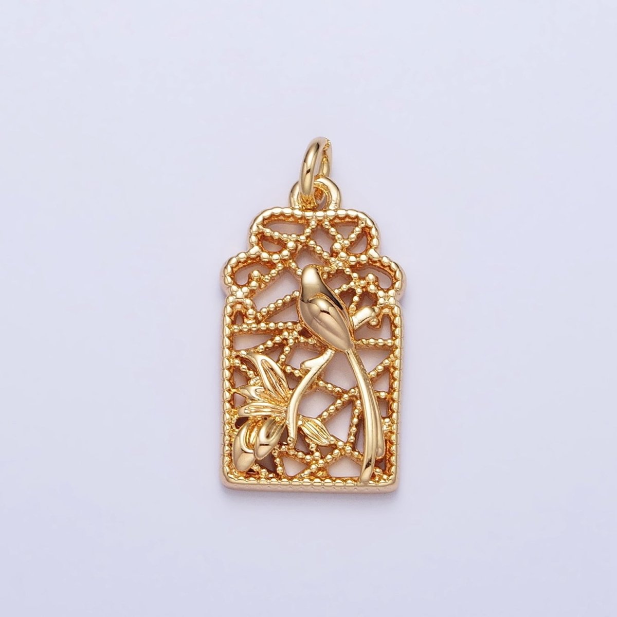 Gold, Silver Long Tailed Bird Garden Open Add-On Charm | AC715 AC716