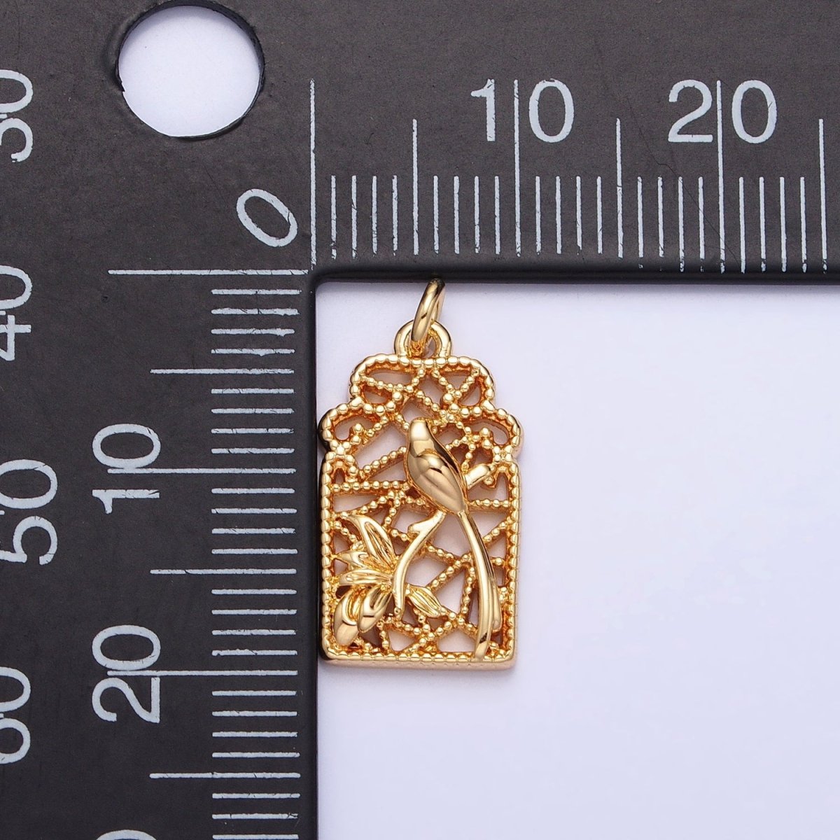 Gold, Silver Long Tailed Bird Garden Open Add-On Charm | AC715 AC716