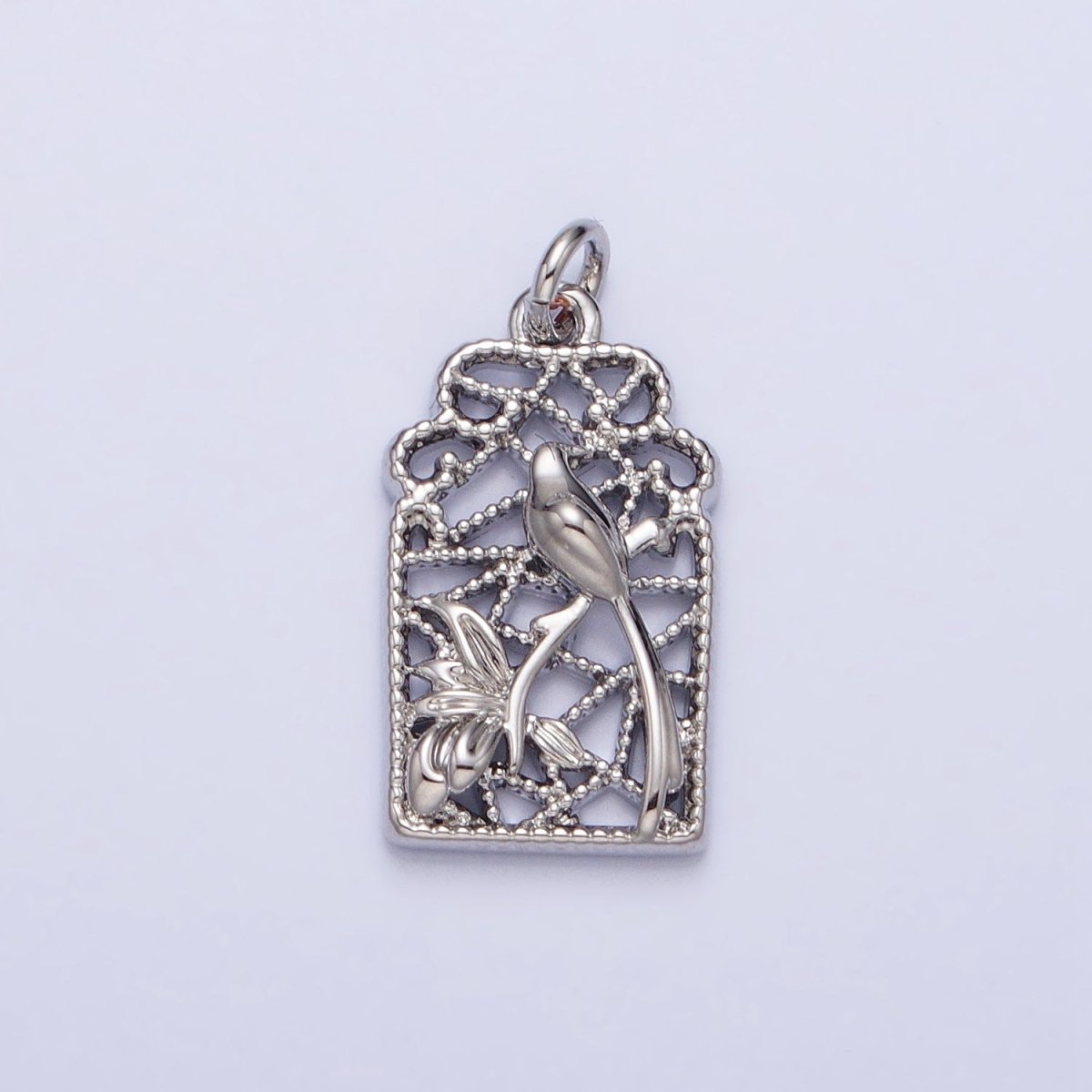 Gold, Silver Long Tailed Bird Garden Open Add-On Charm | AC715 AC716