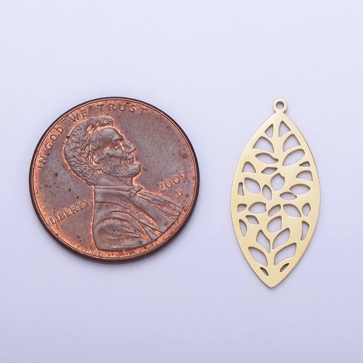 Gold, Silver Marquise-Shaped Open Abstract Geometric Charm in Gold & Silver | P-899